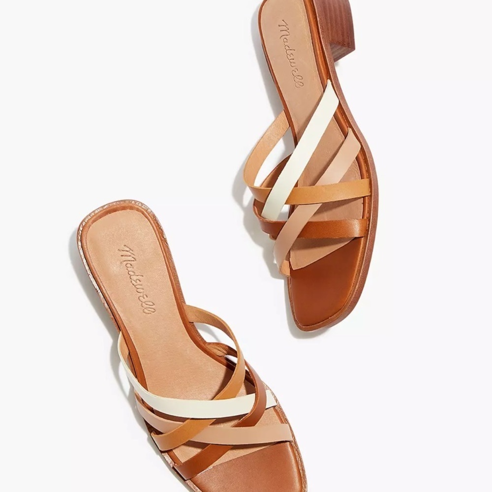 The Melanie Mule Sandal in Colorblock Vachetta Leather